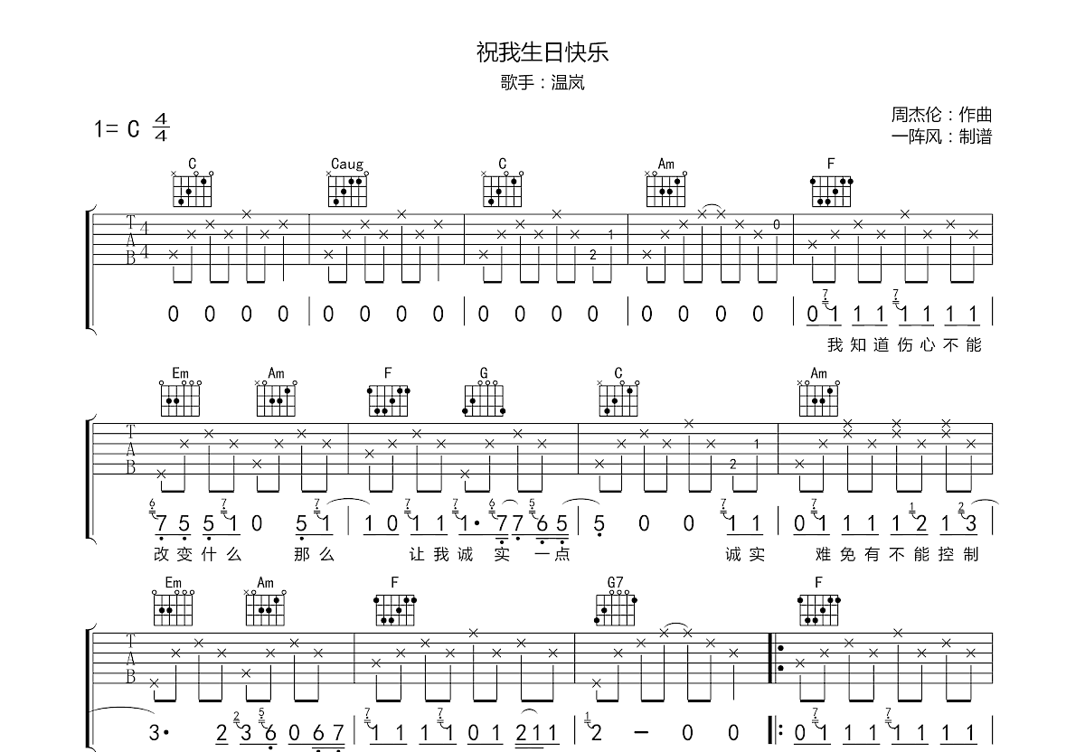 祝我生日快乐吉他谱预览图