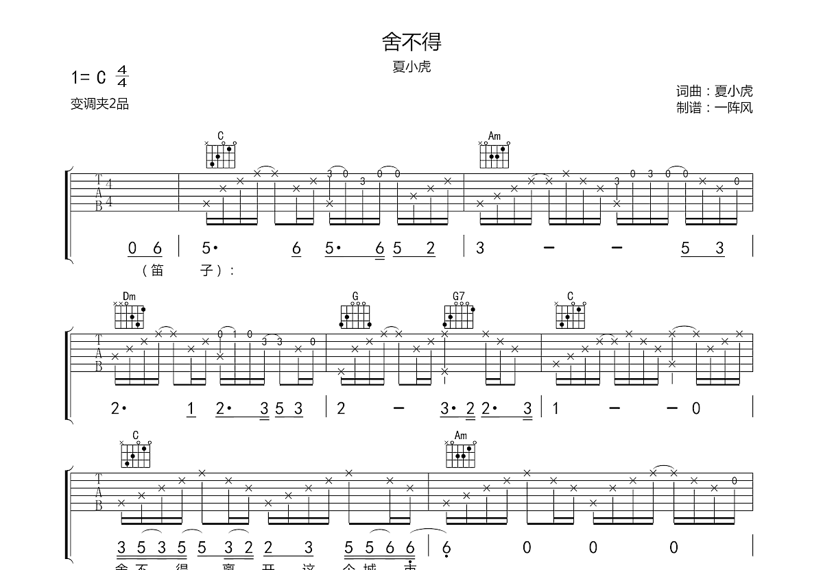 舍不得吉他谱预览图