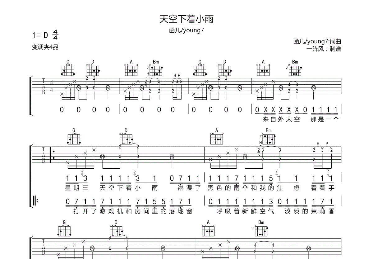 天空下着小雨吉他谱预览图