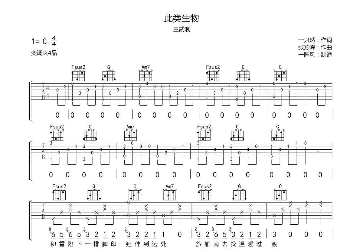 此类生物吉他谱预览图