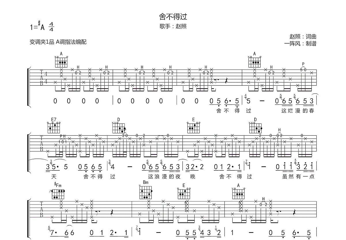 舍不得过吉他谱预览图