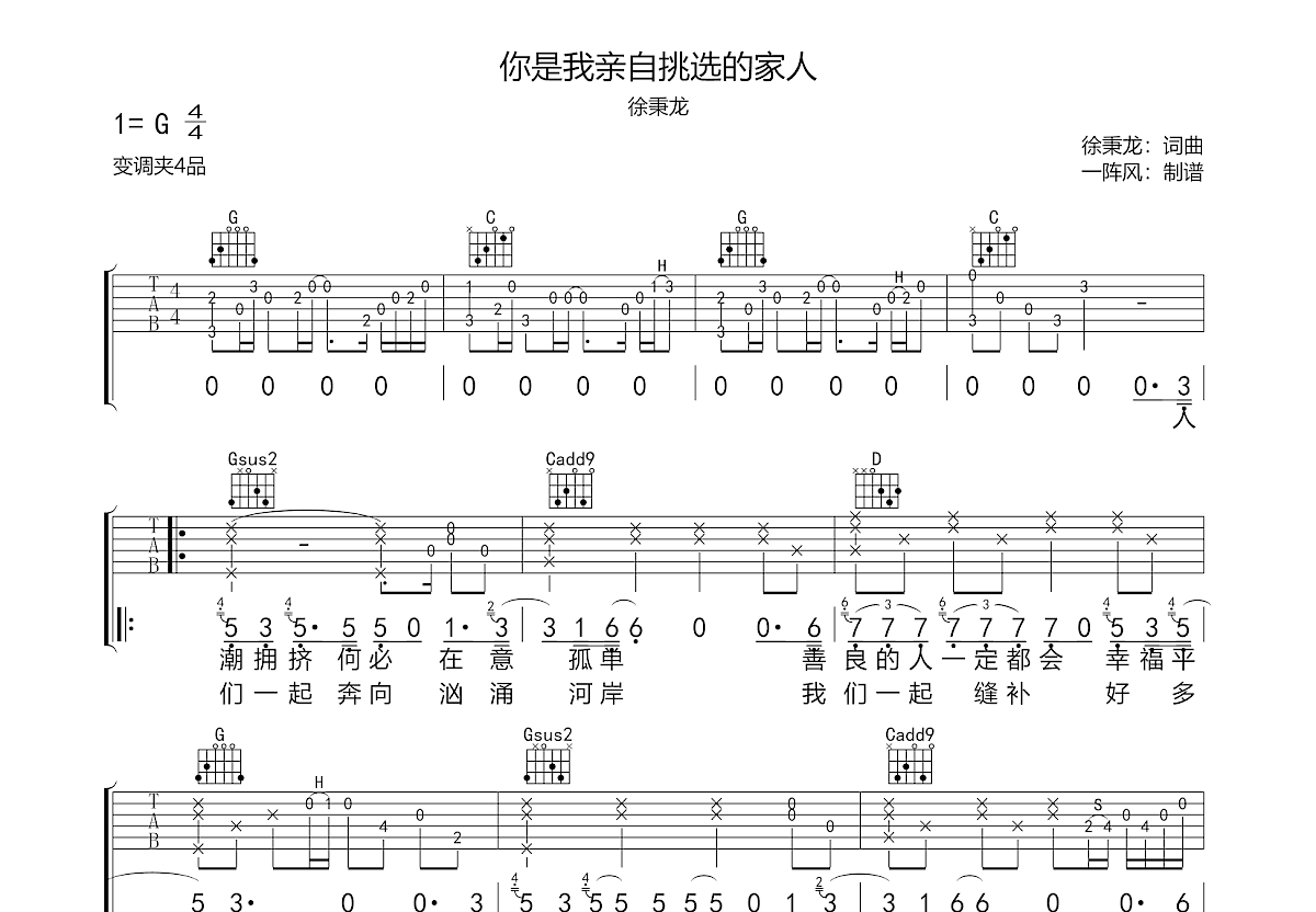 你是我亲自挑选的家人吉他谱预览图
