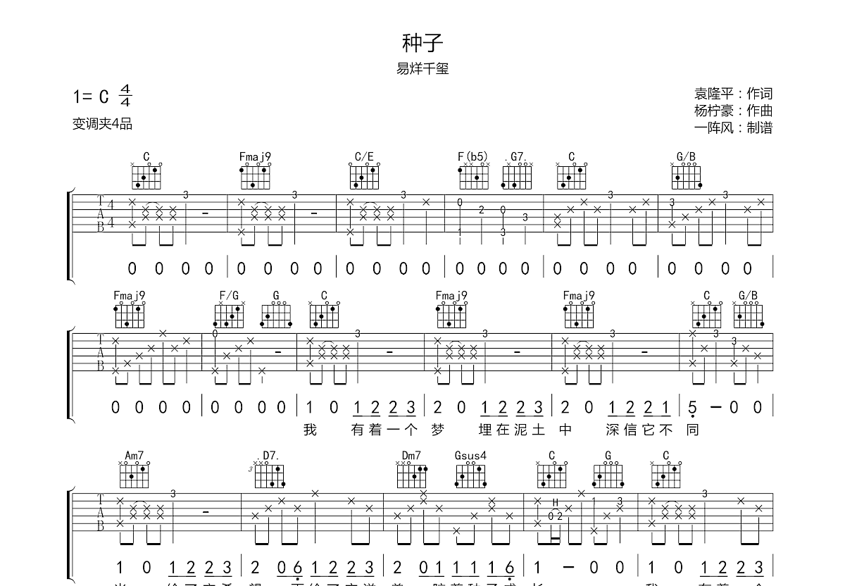 种子吉他谱预览图