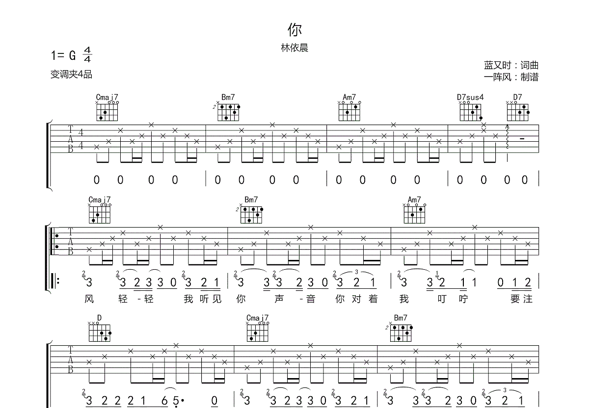 你吉他谱预览图