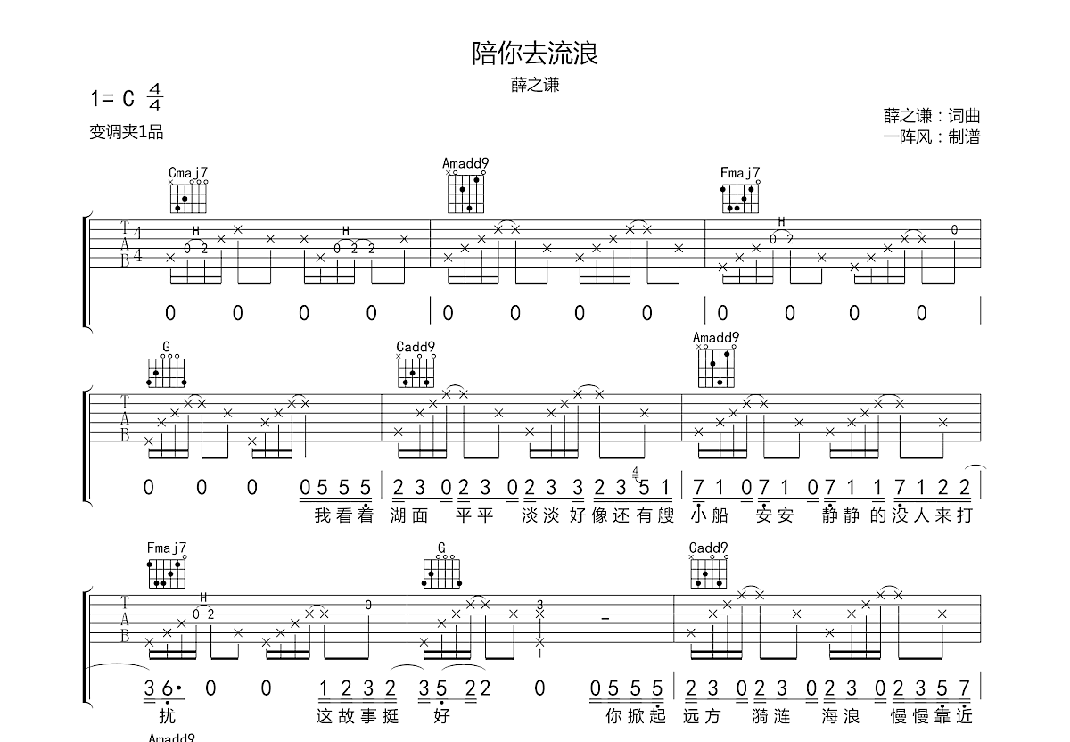 陪你去流浪吉他谱预览图