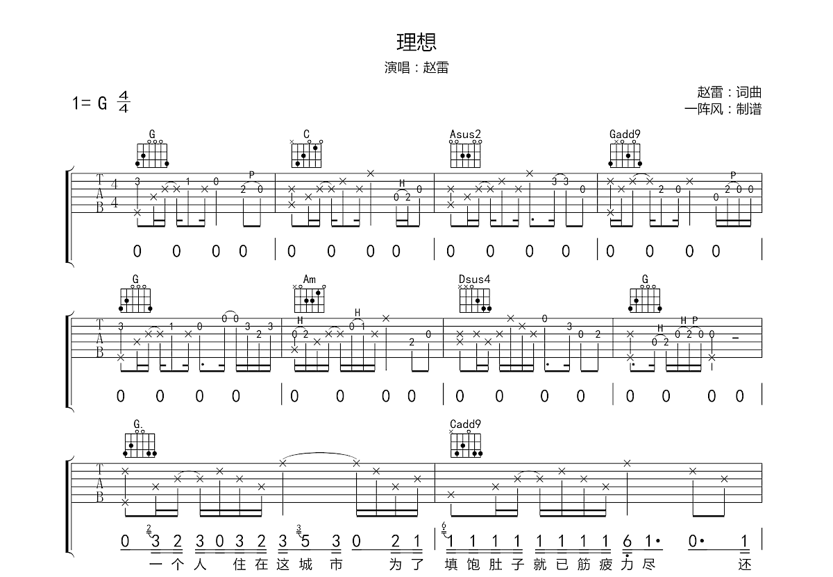 理想吉他谱预览图