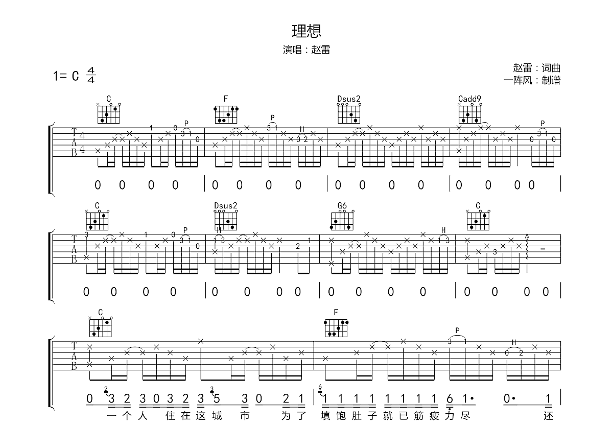 理想吉他谱预览图