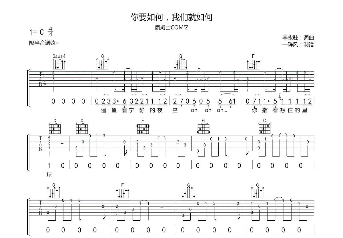 你要如何，我们就如何吉他谱预览图