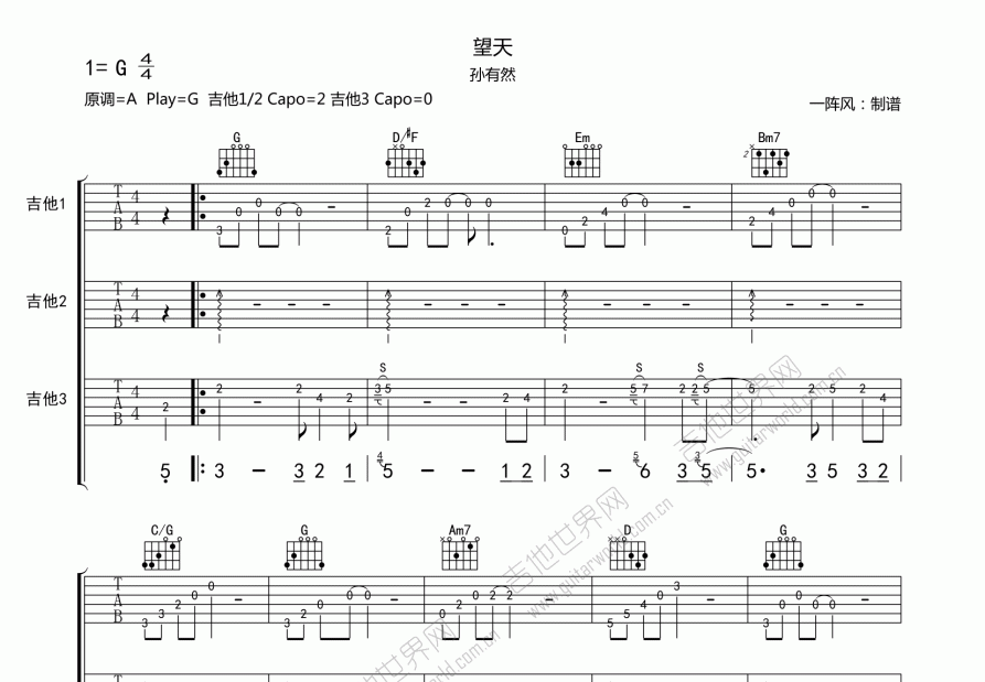 森西 Lost Love（望天）吉他谱预览图