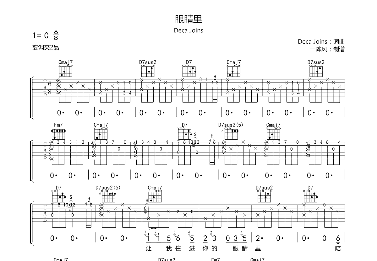 眼睛里吉他谱预览图