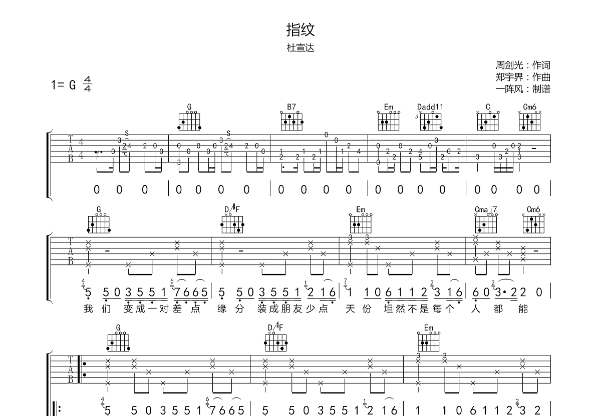 指纹吉他谱预览图