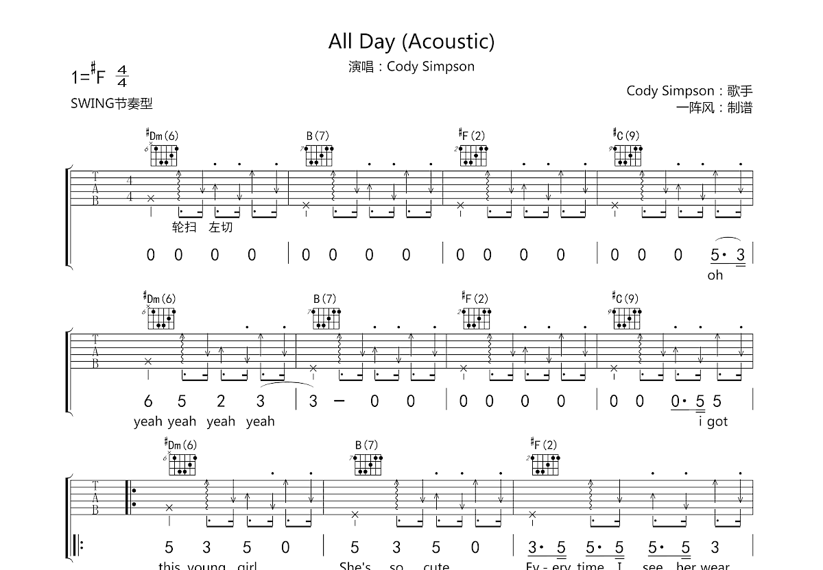 All Day(Acoustic)吉他谱预览图