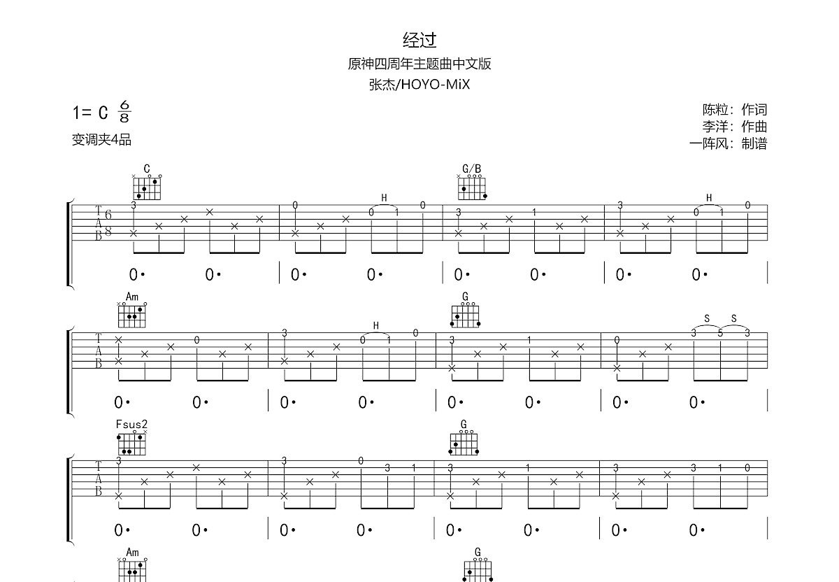 经过吉他谱预览图