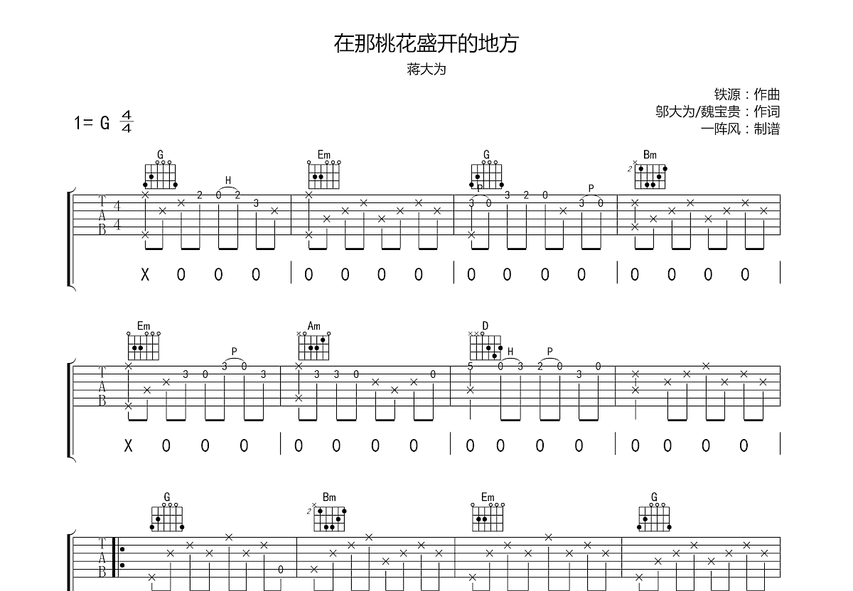 在那桃花盛开的地方吉他谱预览图