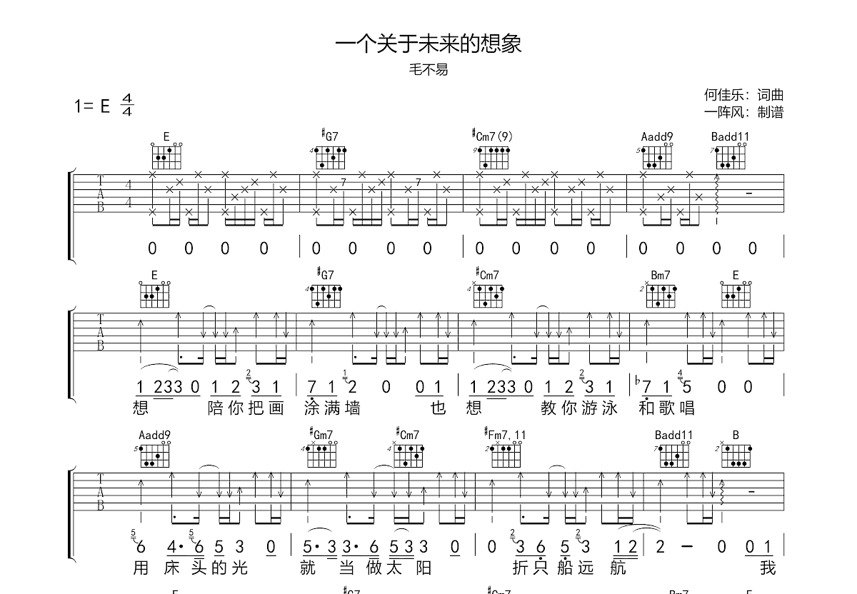 一个关于未来的想象吉他谱预览图