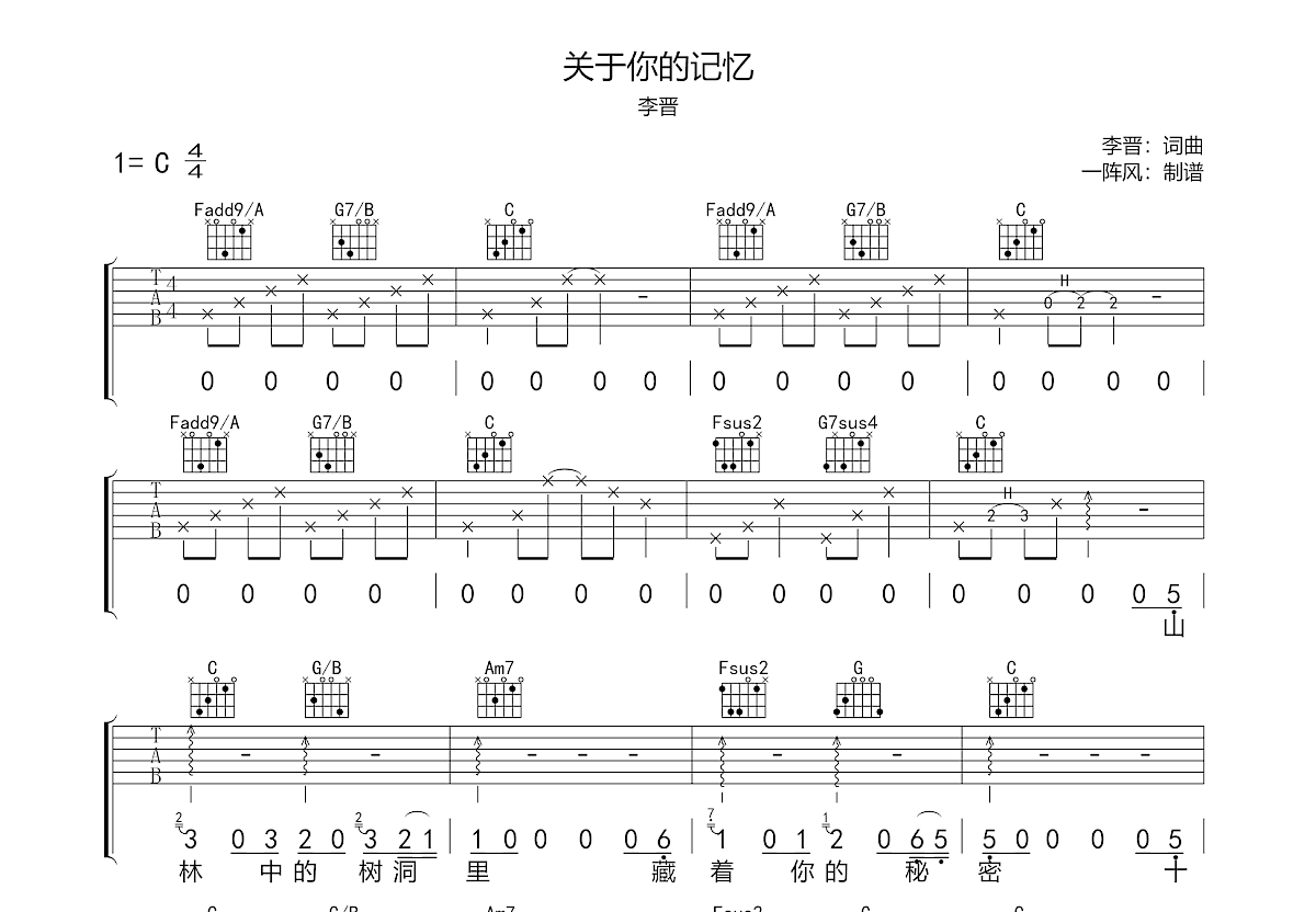 关于你的记忆吉他谱预览图