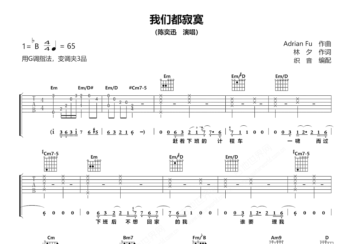 我们都寂寞吉他谱预览图