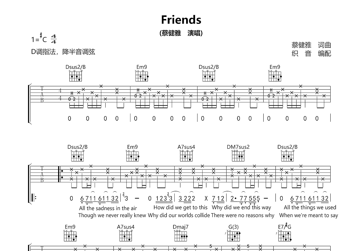 Friends吉他谱预览图