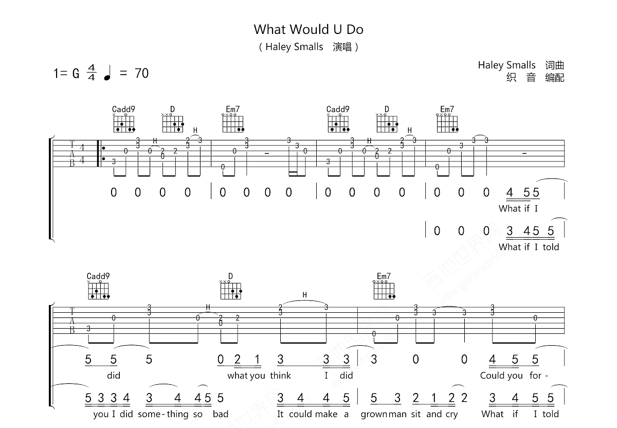 What Would U Do吉他谱_Haley Smalls_G调弹唱
