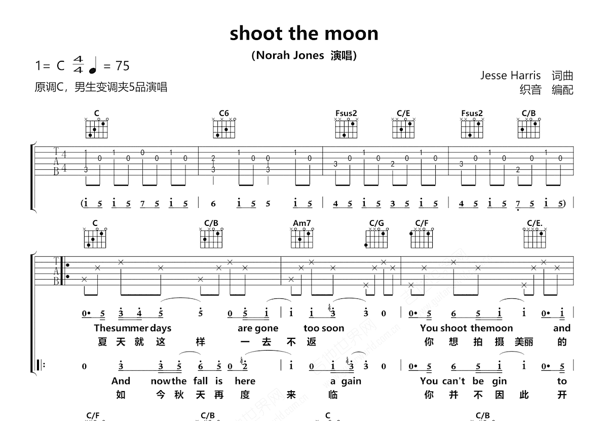shoot the moon吉他谱预览图