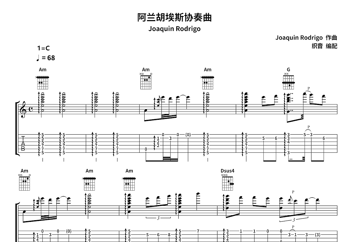 阿兰胡埃斯协奏曲吉他谱预览图