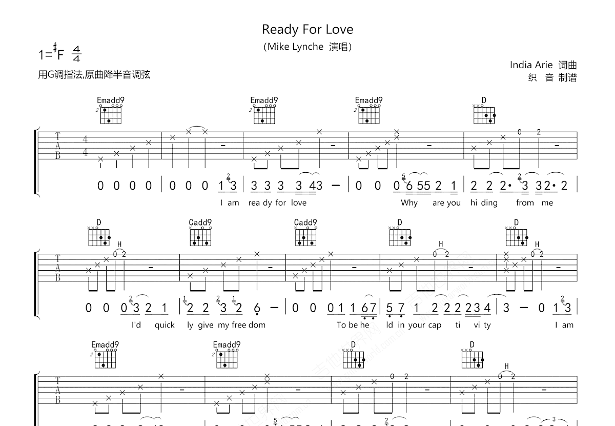 Ready For Love吉他谱_Mike Lynche_G调弹唱