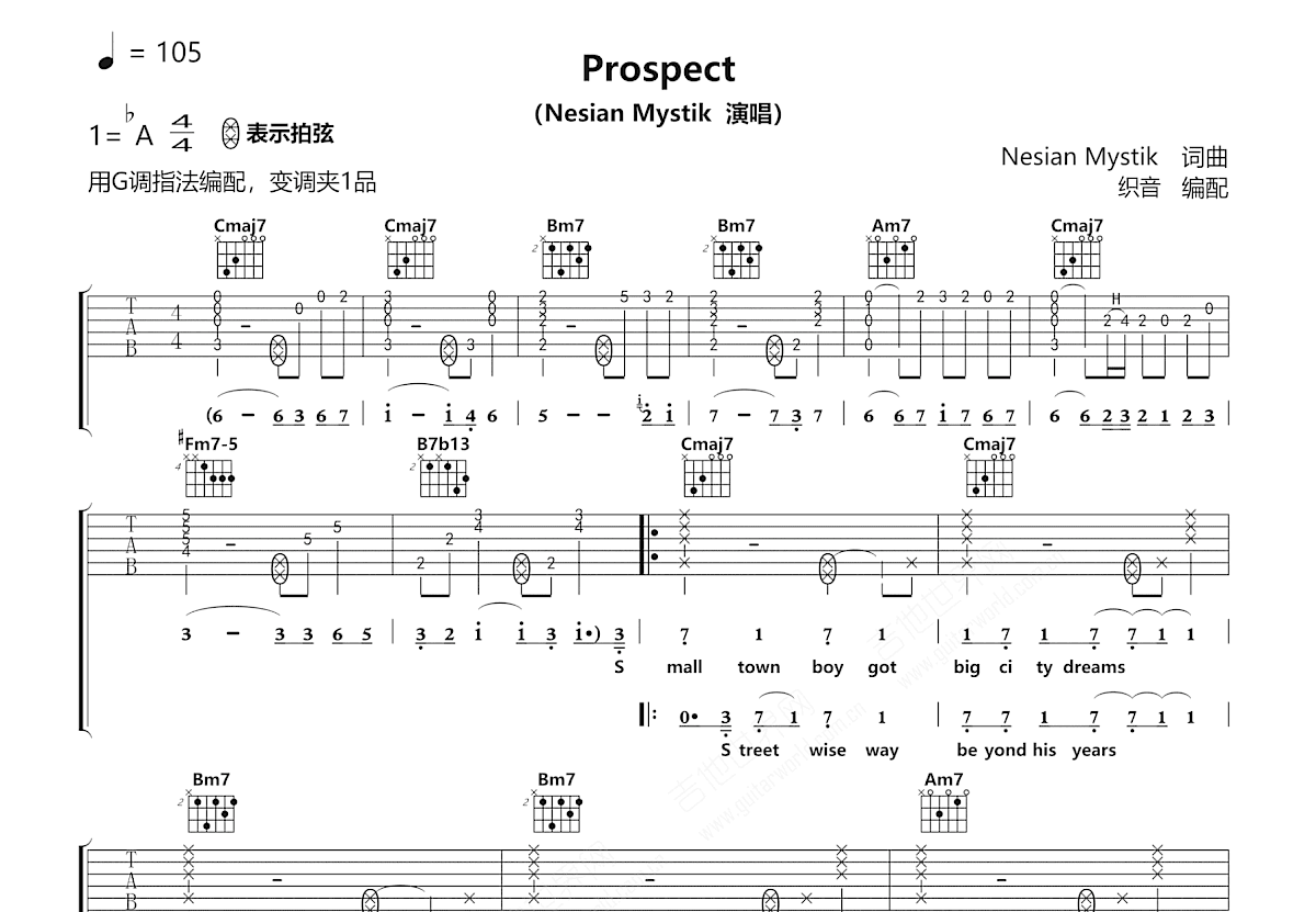 Prospect吉他谱_Nesian Mystik_G调弹唱