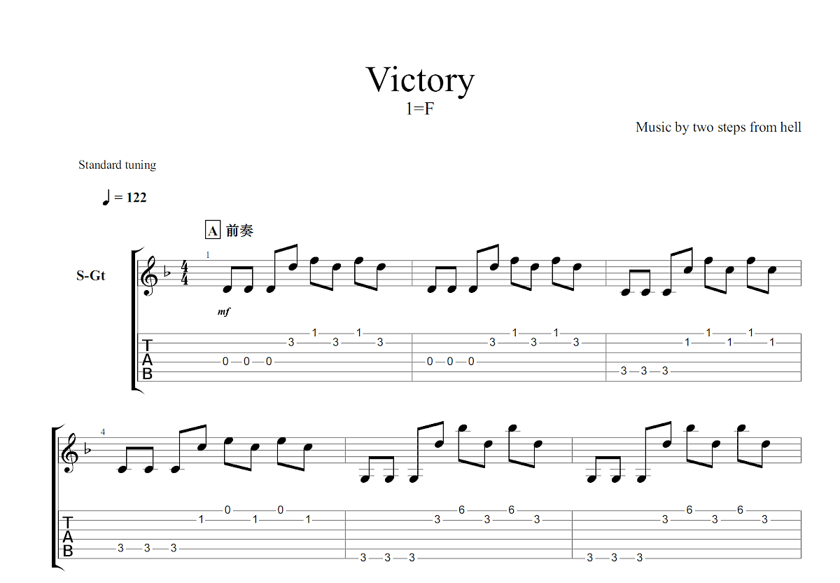 Victory吉他谱预览图