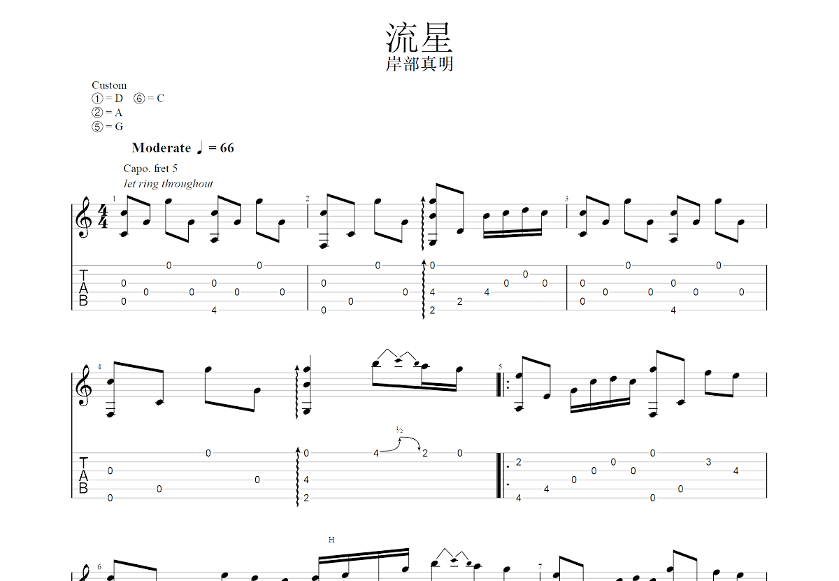 流星吉他谱预览图