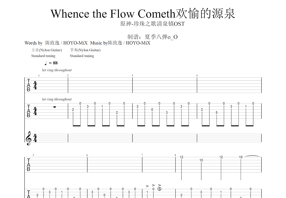 欢愉的源泉吉他谱预览图