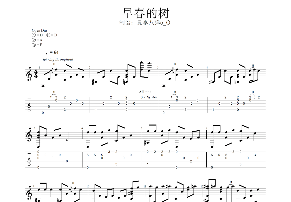 早春的树吉他谱预览图