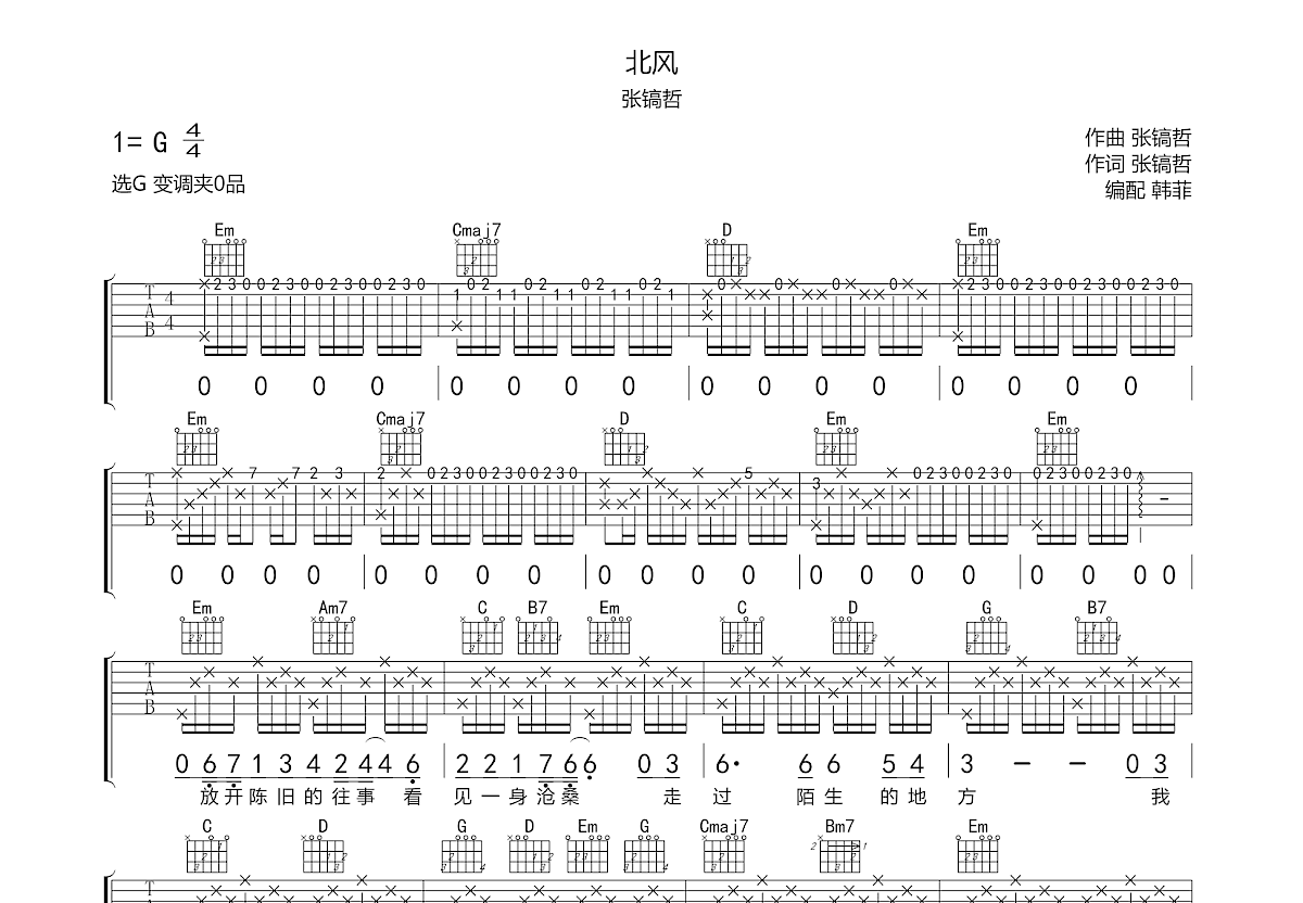 北风吉他谱预览图