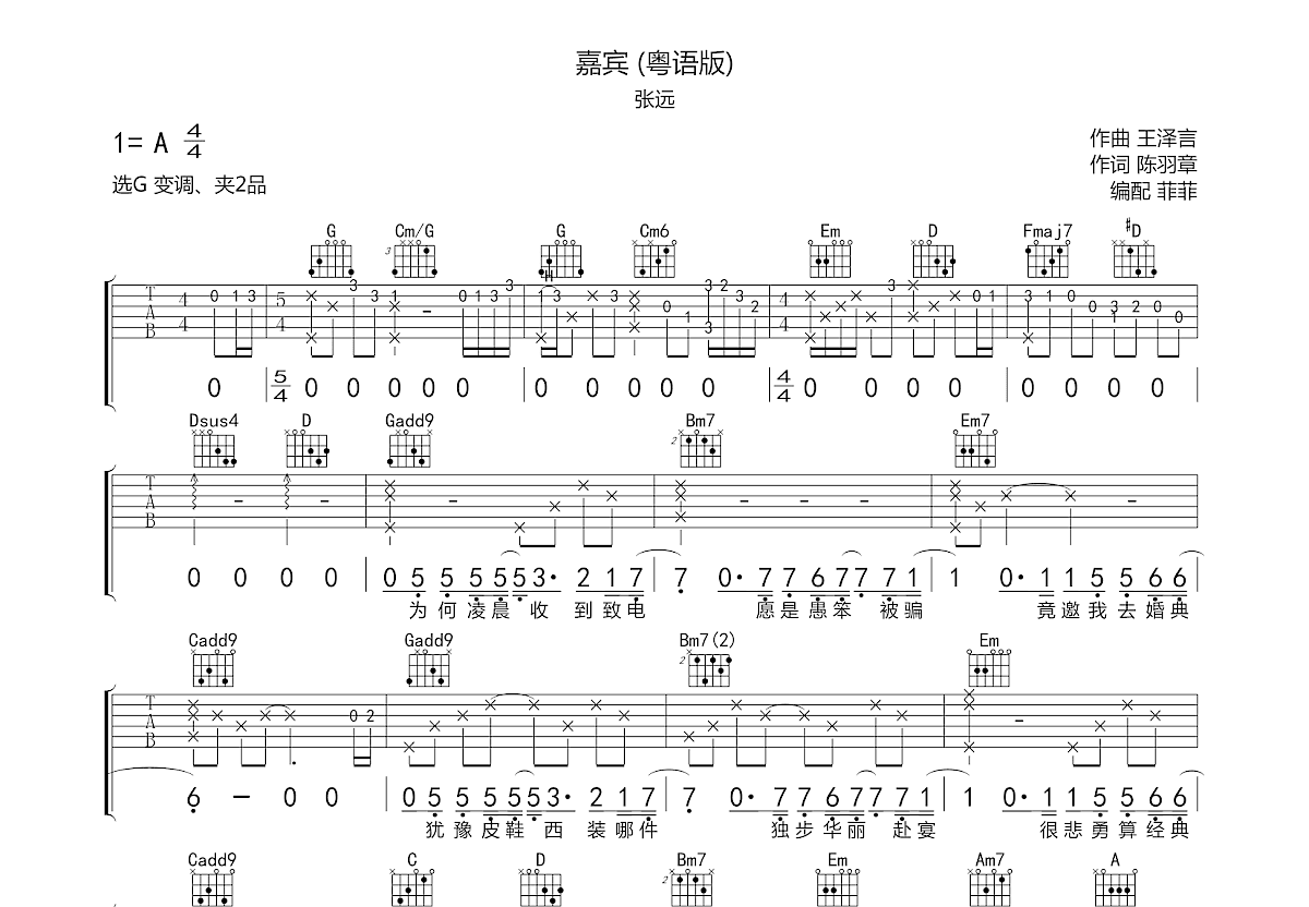 嘉宾吉他谱预览图