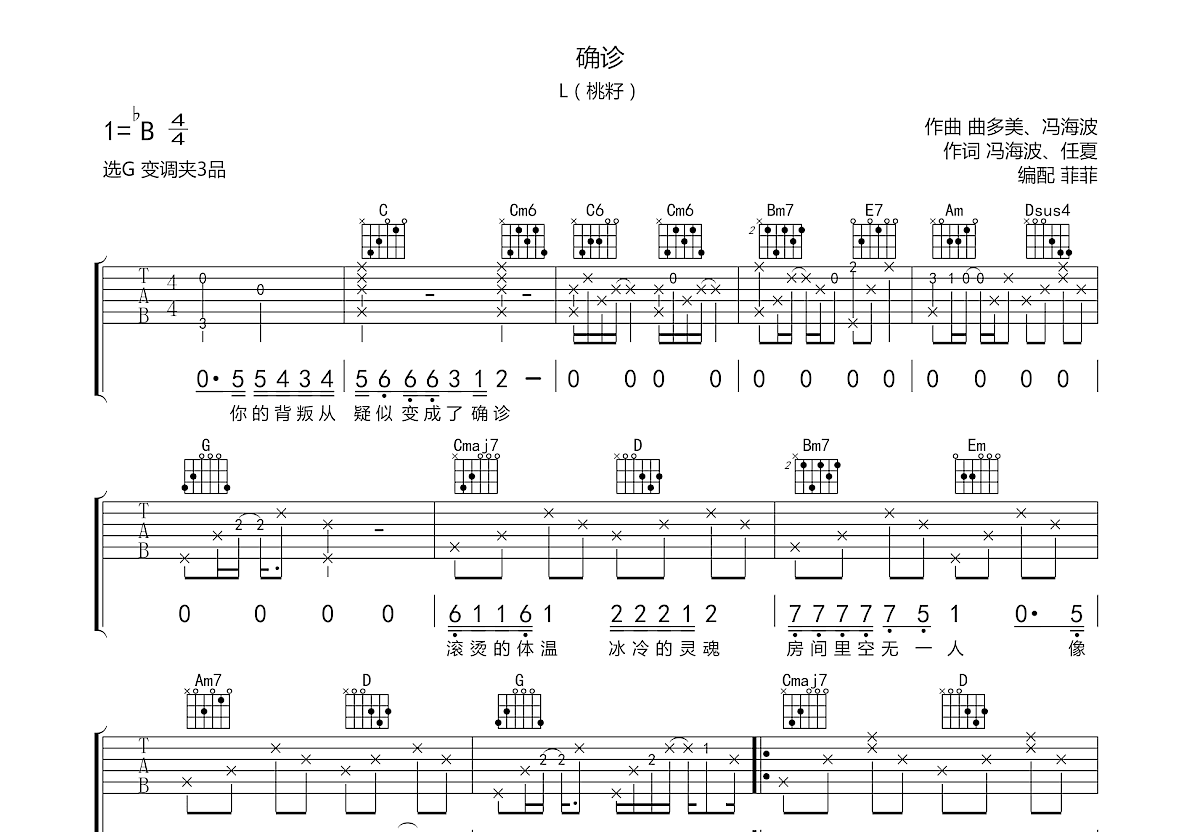 确诊吉他谱预览图