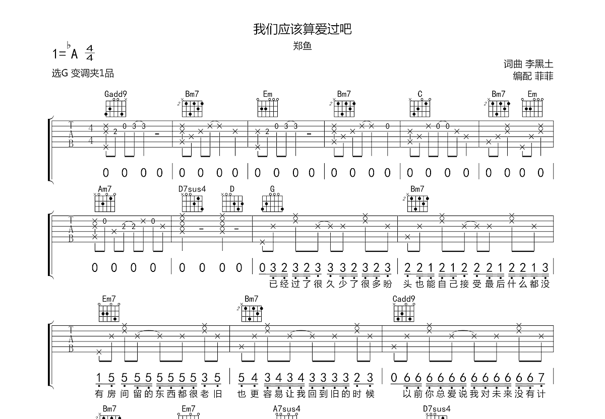 我们应该算爱过吧吉他谱预览图