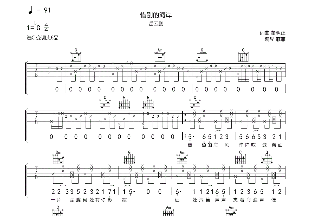 惜别的海岸吉他谱预览图