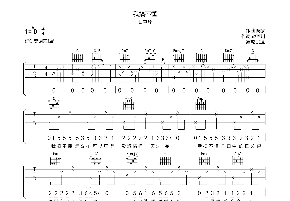 我搞不懂吉他谱预览图