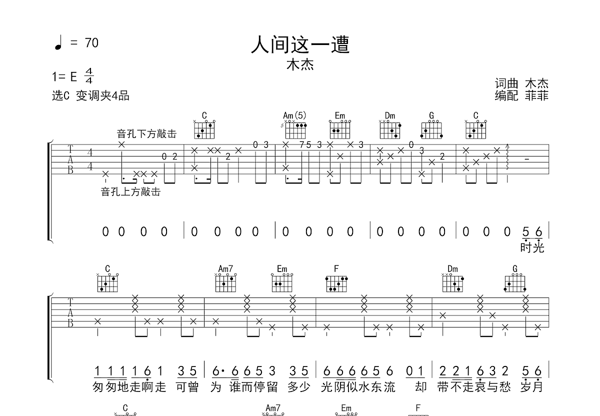 人间这一遭吉他谱预览图