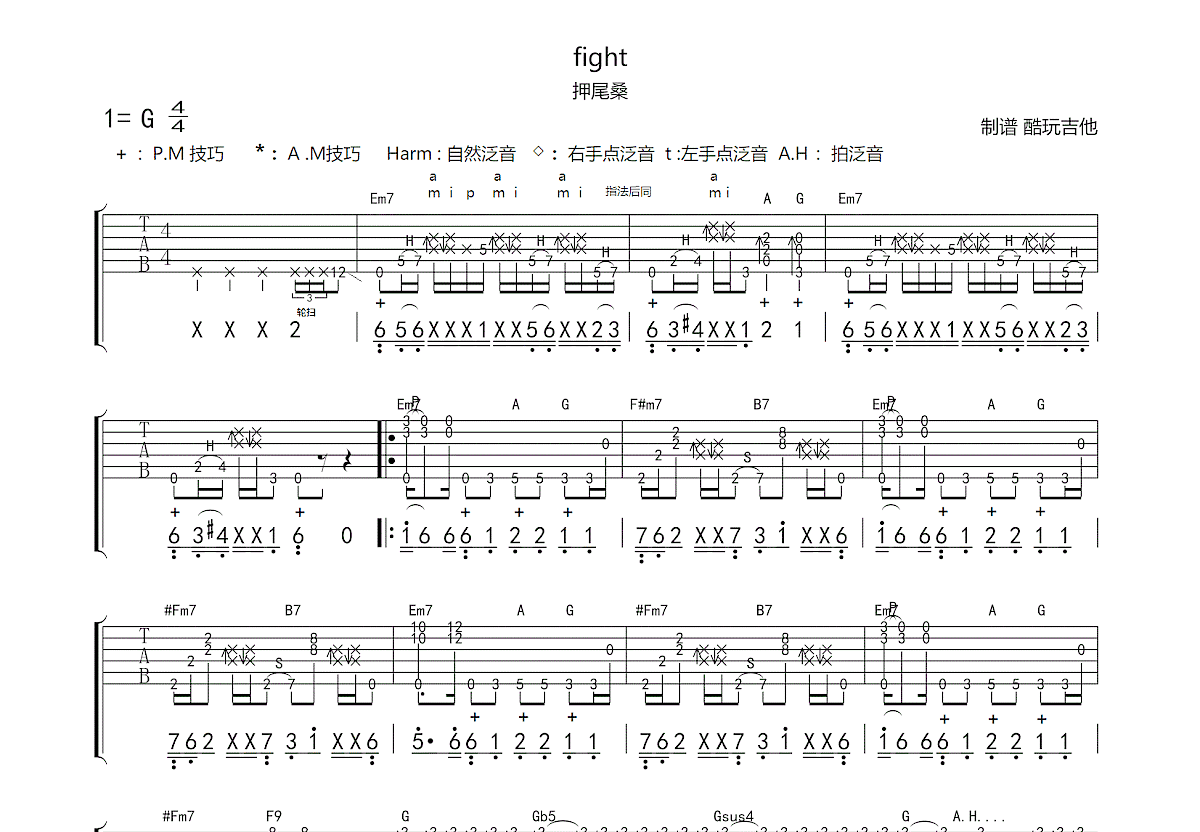 Fight吉他谱预览图