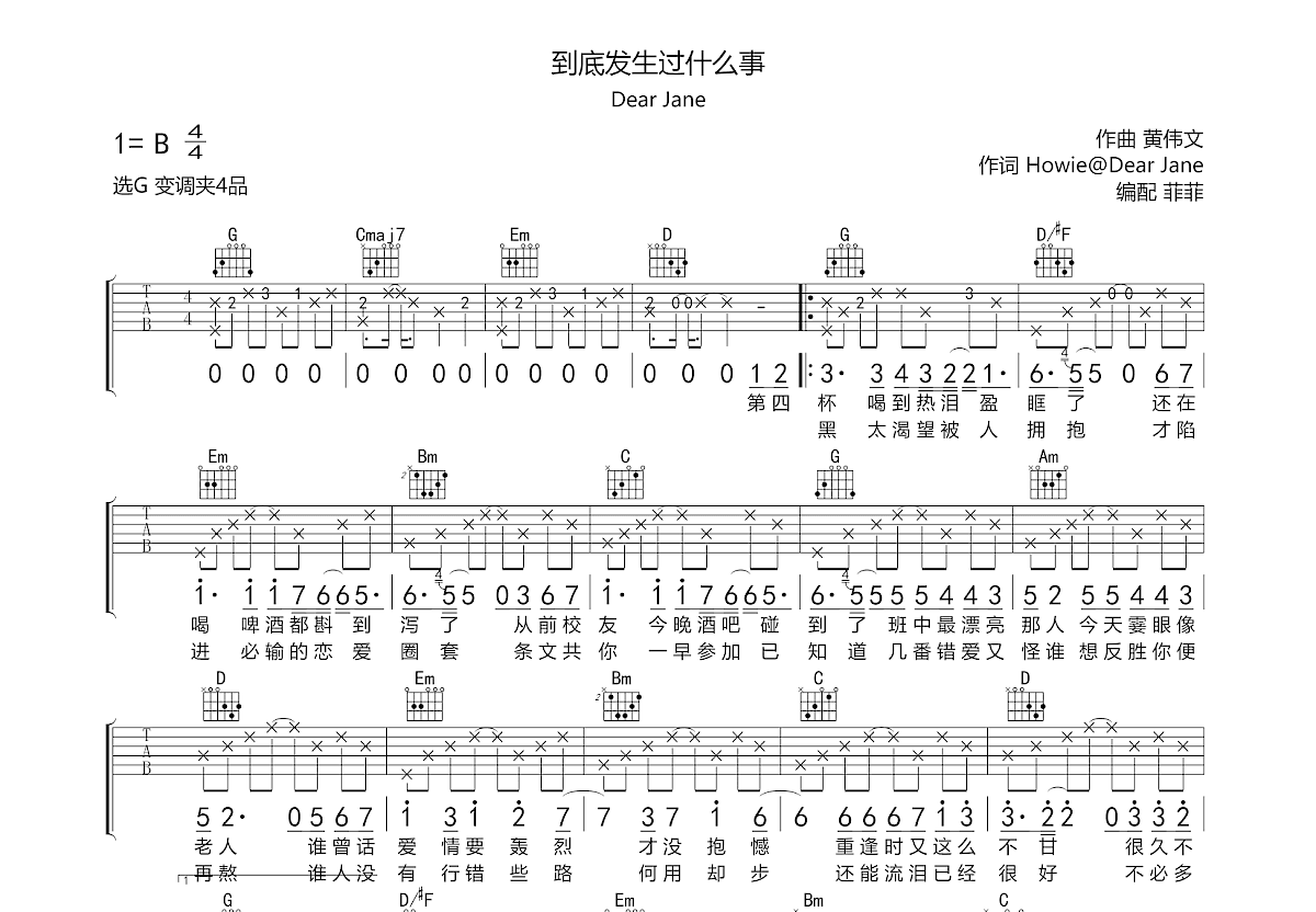 到底发生过什么事吉他谱预览图