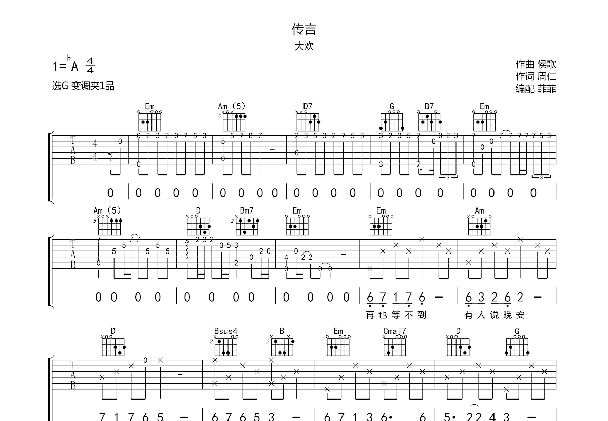 传言吉他谱预览图