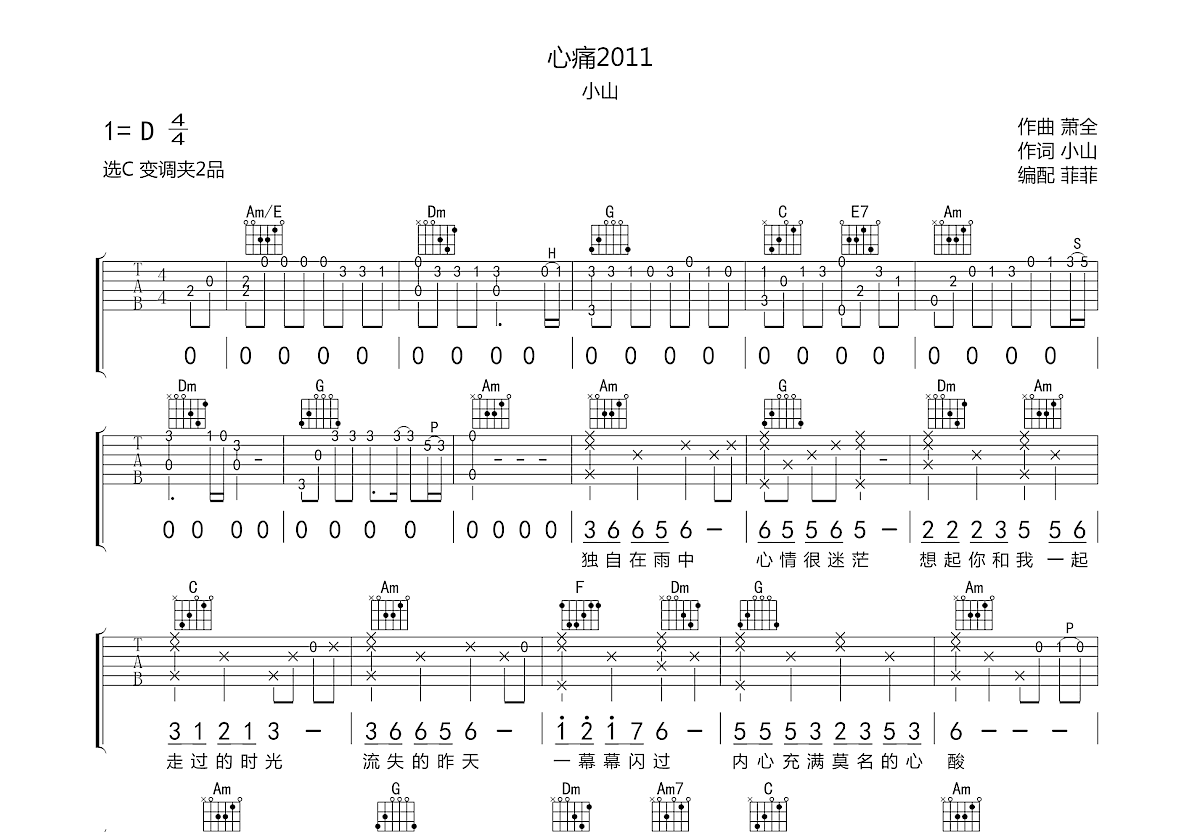 心痛2011吉他谱预览图