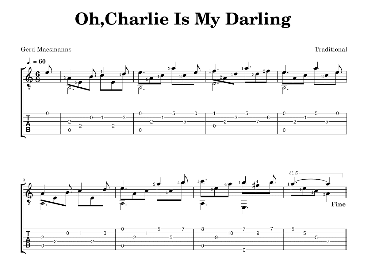 Oh,Charlie Is My Darling吉他谱预览图