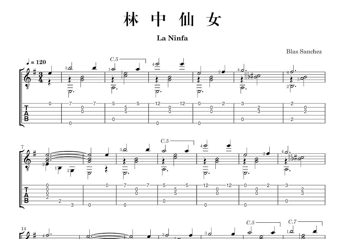 林中仙女吉他谱预览图