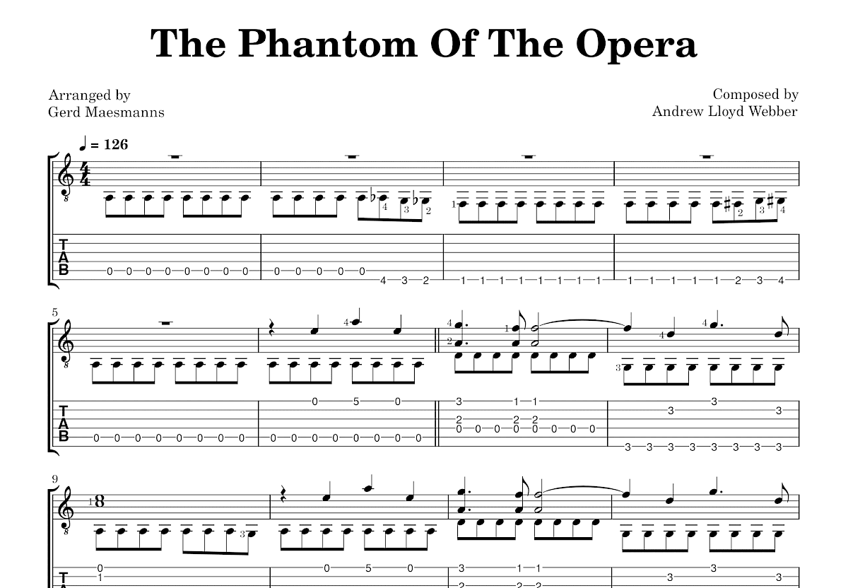 The Phantom Of The Opera吉他谱预览图