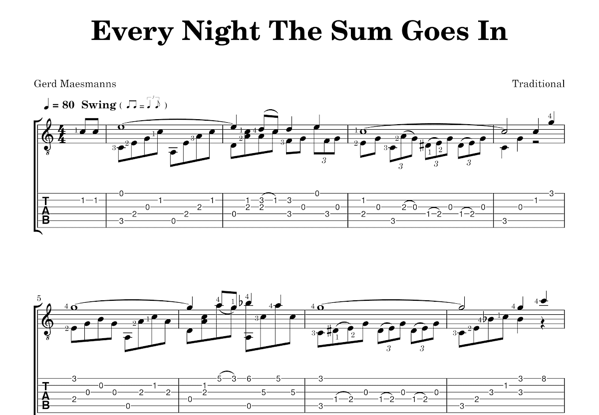 Every Night The Sum Goes In吉他谱预览图