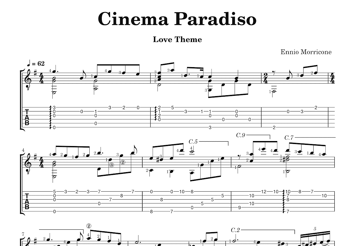 Cinema Paradiso吉他谱预览图