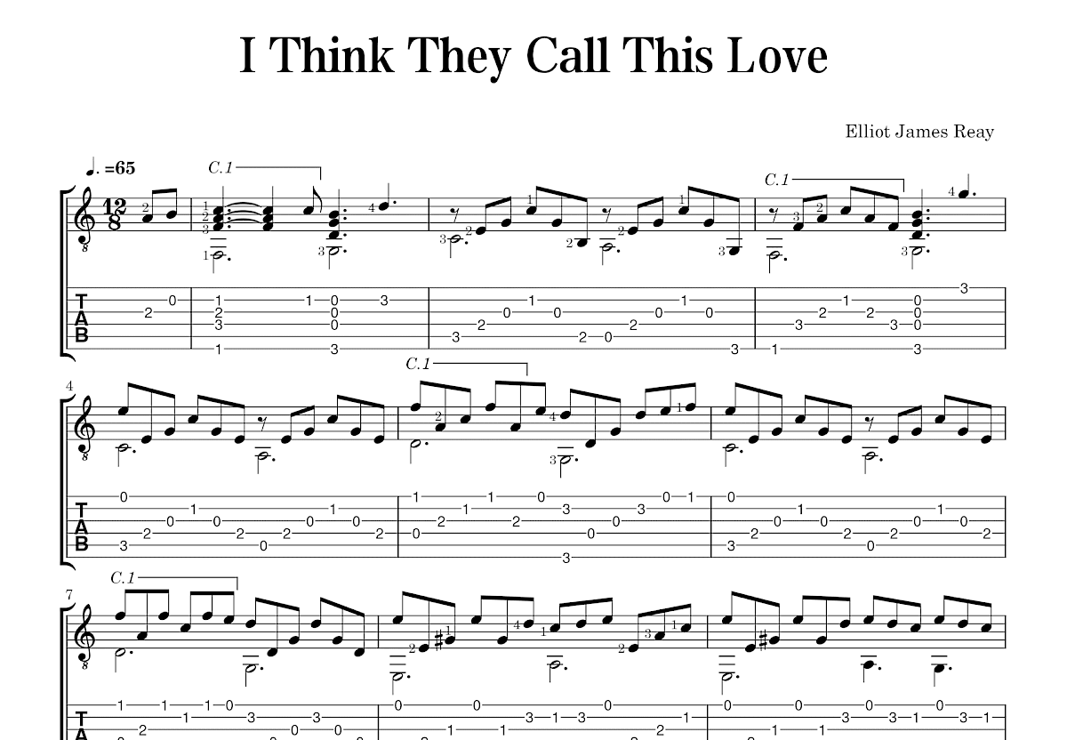 I Think They Call This Love吉他谱_Elliot James Reay_C调指弹