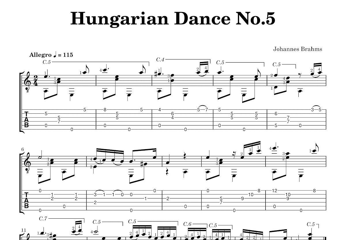 Hungarian Dance No.5吉他谱预览图