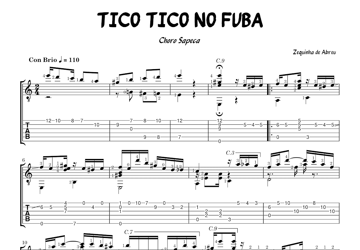 Tico Tico No Fuba吉他谱_Zequinha de Abreu_C调古典